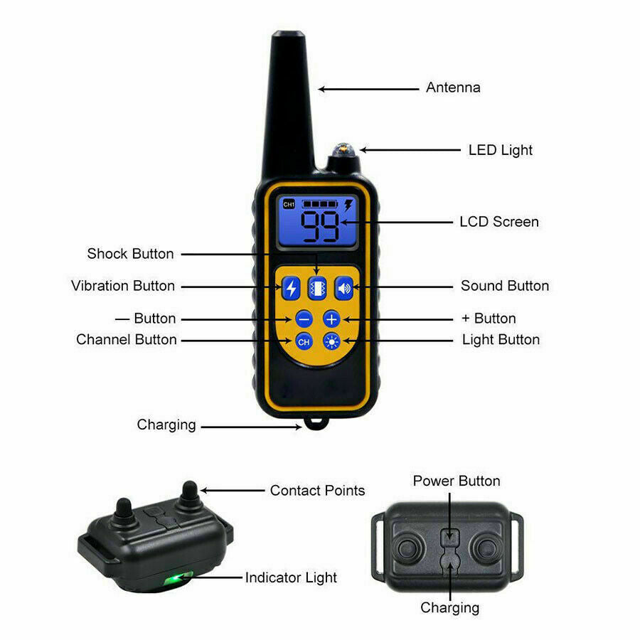 2600 FT Remote Dog Shock Training 2 Collar Set Rechargeable Waterproof